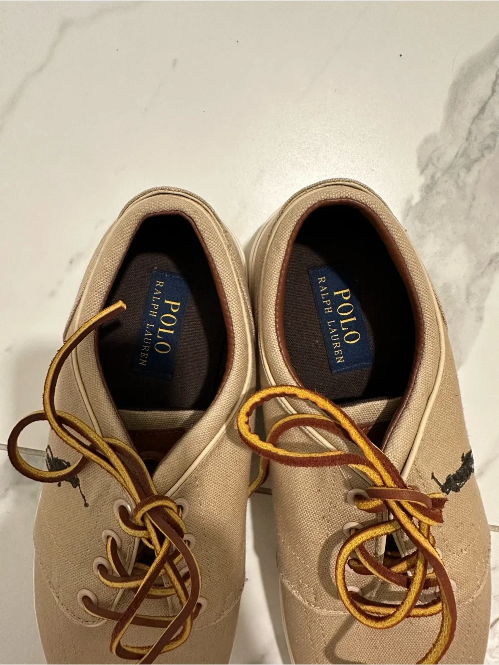 Polo by Ralph Lauren Beige Canvas Boat Shoes